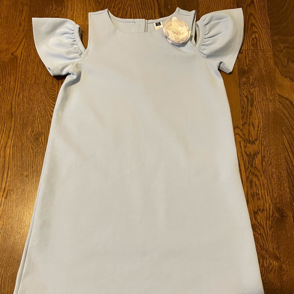 Janie and Jack girls blue dress with flower detail, size 7